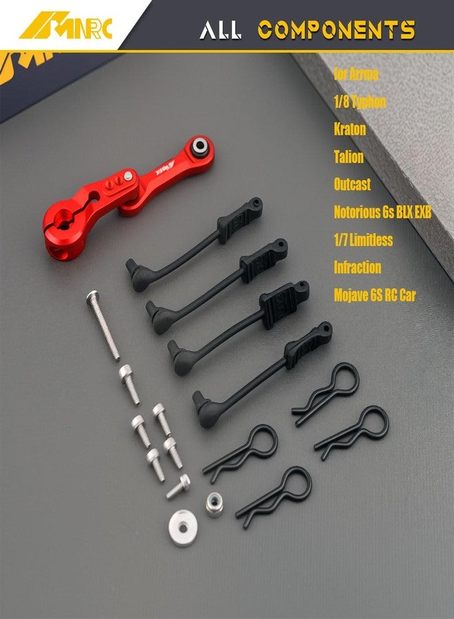 NMNRC Alum 25T Steering Servo Arm Horn & Body Clips for Arrma 1/8 Typhon Kraton Talion Outcast Notorious 6s BLX EXB 1/7 Limitless Infraction Mojave 6S RC Car Upgrades Part Red - Image 3